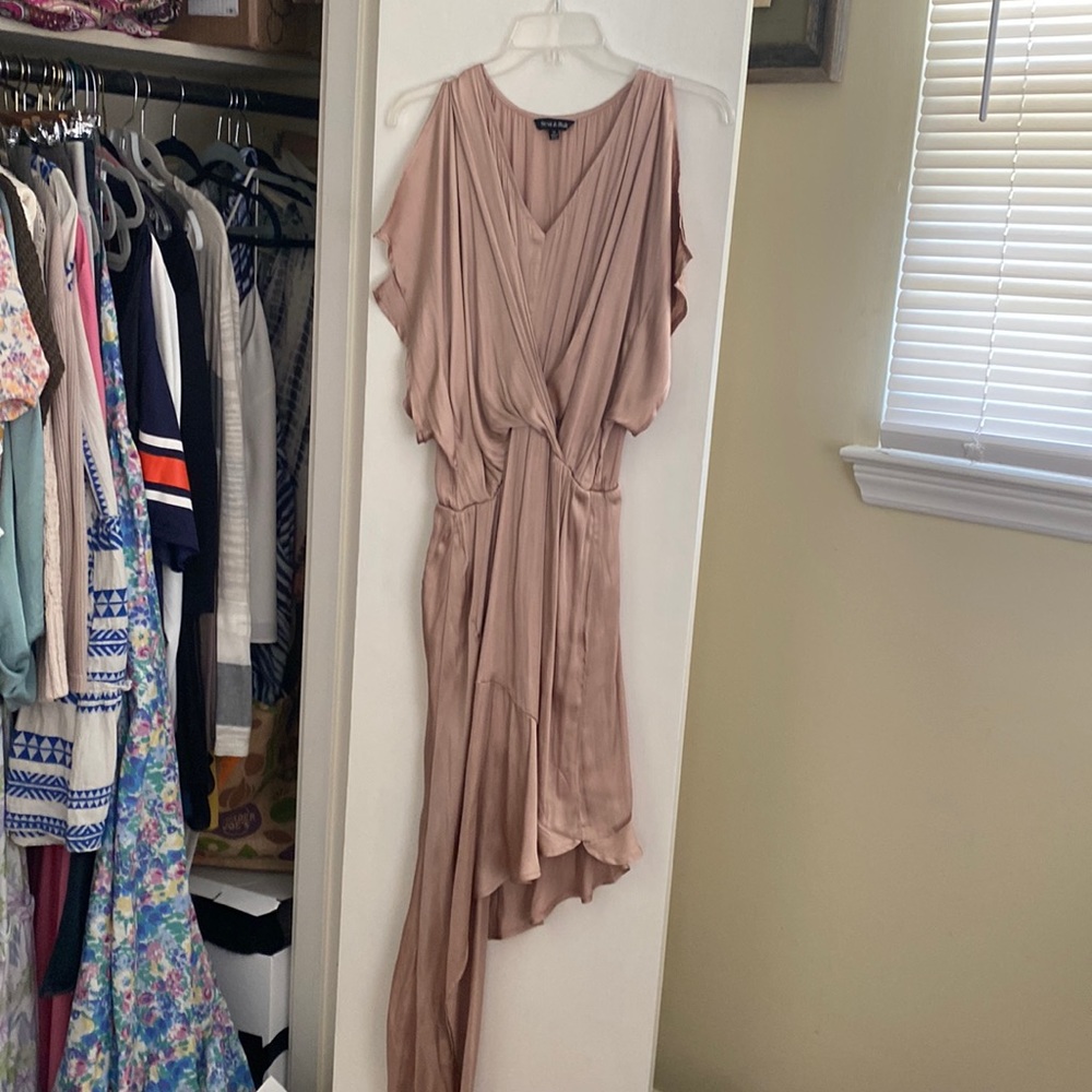 Strut and bolt high low dress
